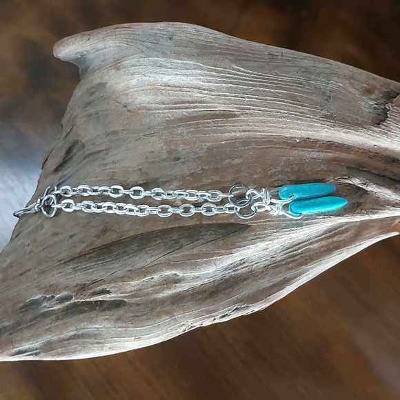 Turquoise Magnesite Earrings Artisan made Boho jewelry - Picture 8 of 9